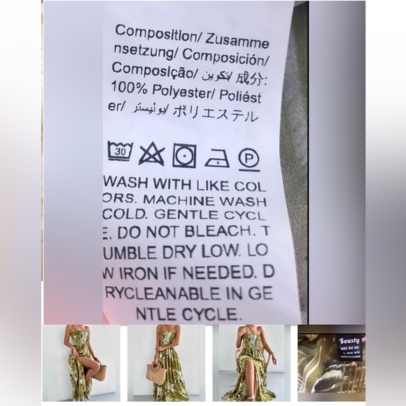 zeasty tropical palm print maxi dress with smocked bodice and slit. NEW Large - Picture 7 of 15